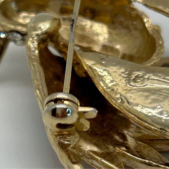 Vintage Hummingbird Brooch Rhinestone Accents Enameled Wings Gold-Tone Nature - Picture 13 of 16